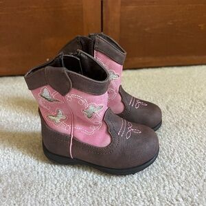 Wonder Nation Pink and Brown Butterfly Kids Boots